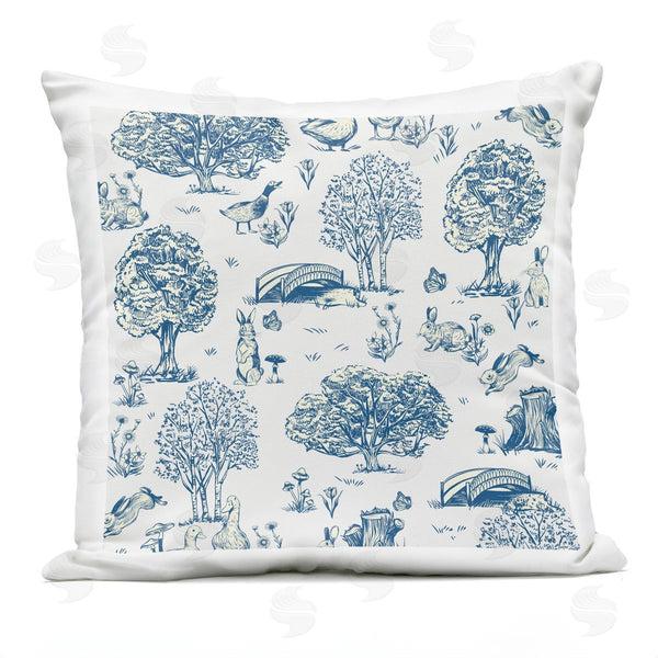 Stupell Industries Arrolynn Weiderhold | Classic Blue Toile Pattern Wildlife Scene Printed Throw Pillow
