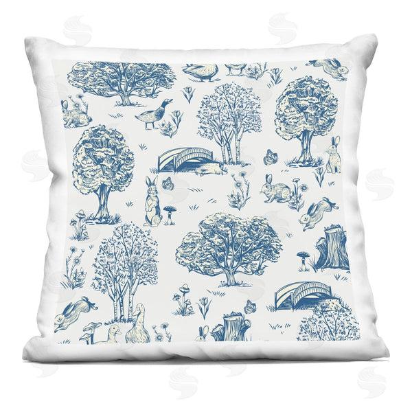 stupell industries Arrolynn Weiderhold | Classic Blue Toile Pattern Wildlife Scene Printed Throw Pillow