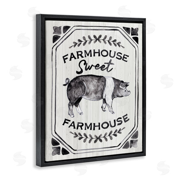 Stupell Industries Arrolynn Weiderhold | Farmhouse Sweet Farmhouse Sign Vintage Farm Pig Illustration Wall Art