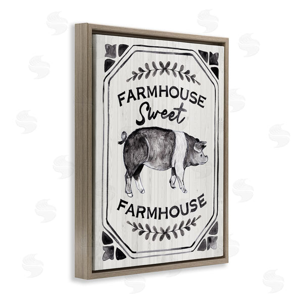 Stupell Industries Arrolynn Weiderhold | Farmhouse Sweet Farmhouse Sign Vintage Farm Pig Illustration Wall Art