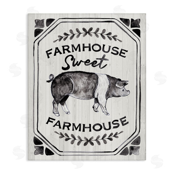 stupell industries Arrolynn Weiderhold | Farmhouse Sweet Farmhouse Sign Vintage Farm Pig Illustration Wall Art