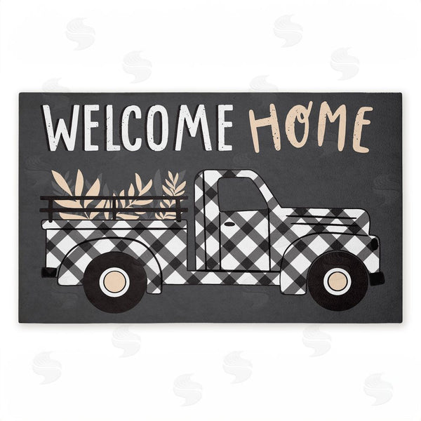 stupell industries Arrolynn Weiderhold | Farmhouse Welcome Plaid Truck Non-Woven Door Mat