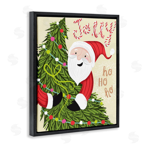 Stupell Industries Arrolynn Weiderhold | Festive Jolly Santa Claus Playful Christmas Tree Wall Art