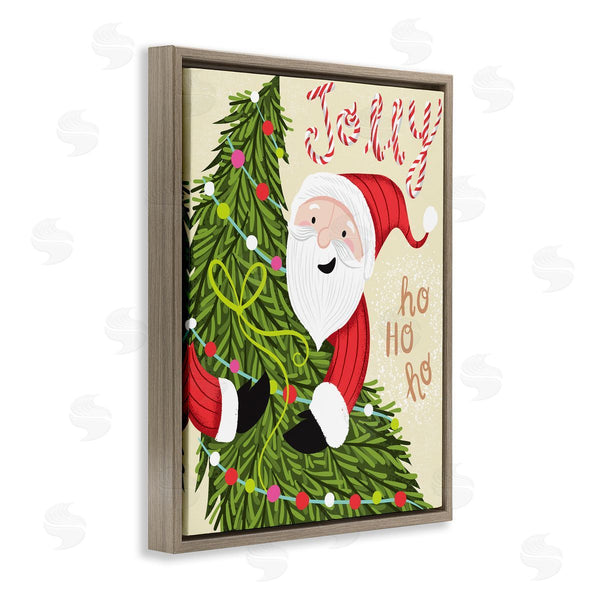 Stupell Industries Arrolynn Weiderhold | Festive Jolly Santa Claus Playful Christmas Tree Wall Art