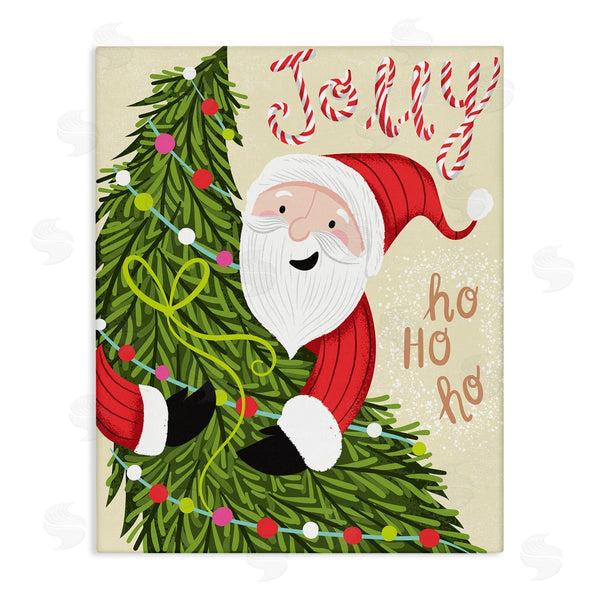 stupell industries Arrolynn Weiderhold | Festive Jolly Santa Claus Playful Christmas Tree Wall Art