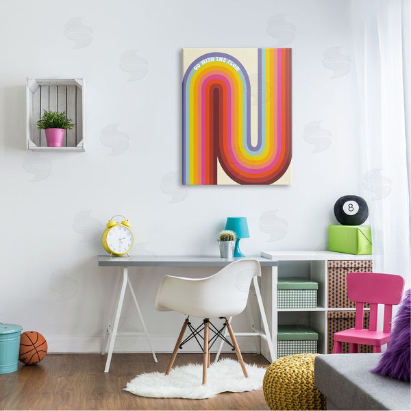Stupell Industries Arrolynn Weiderhold | Go With The Flow Fluid Rainbow Stripes Pattern Wall Art