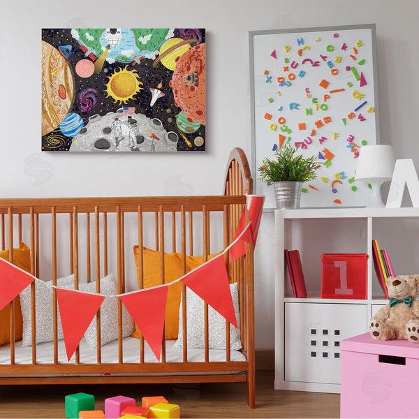 Stupell Industries Arrolynn Weiderhold | Lively Outer Space Planets Astronauts On Moon Wall Art