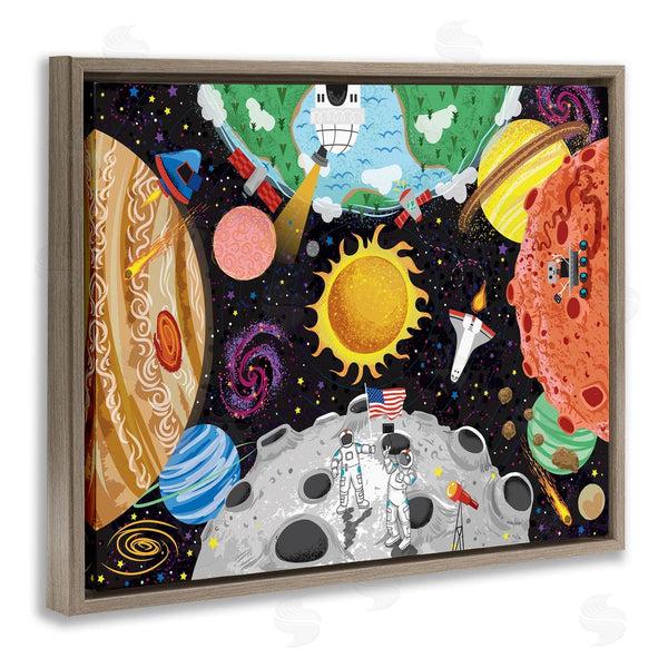 Stupell Industries Arrolynn Weiderhold | Lively Outer Space Planets Astronauts On Moon Wall Art