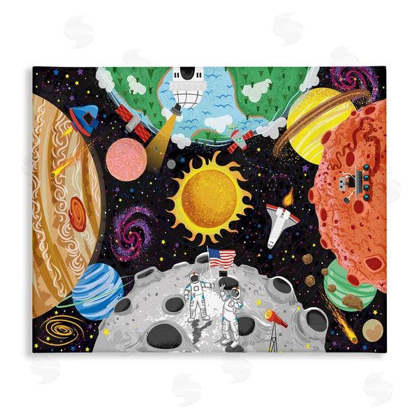 stupell industries Arrolynn Weiderhold | Lively Outer Space Planets Astronauts on Moon Wall Art
