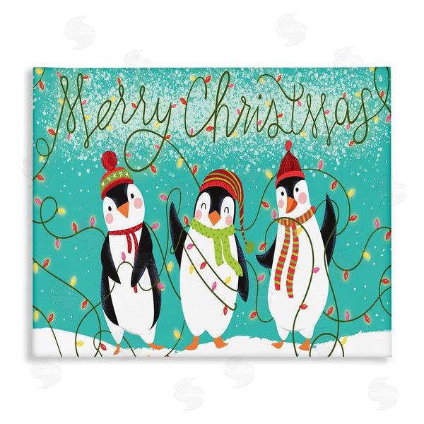 stupell industries Arrolynn Weiderhold | Merry Christmas Sentiment Fun Playful Winter Penguins Wall Art