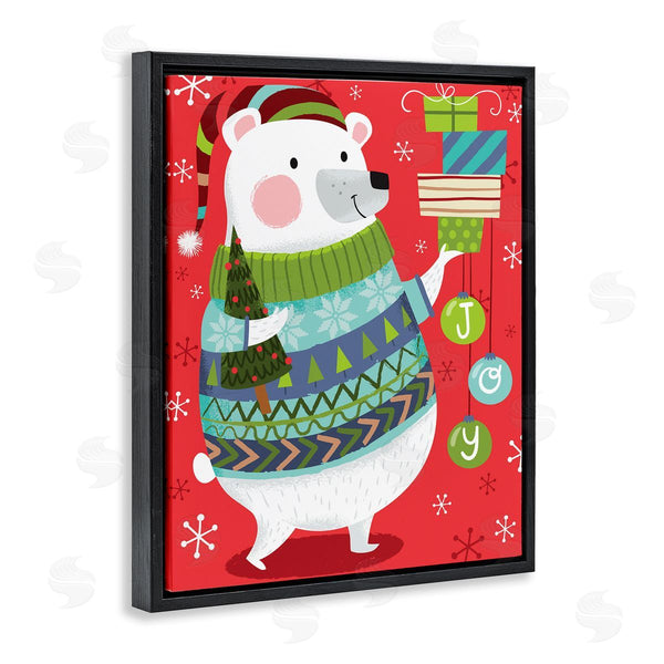 Stupell Industries Arrolynn Weiderhold | Polar Bear Festive Argyle Sweater Christmas Gifts Wall Art