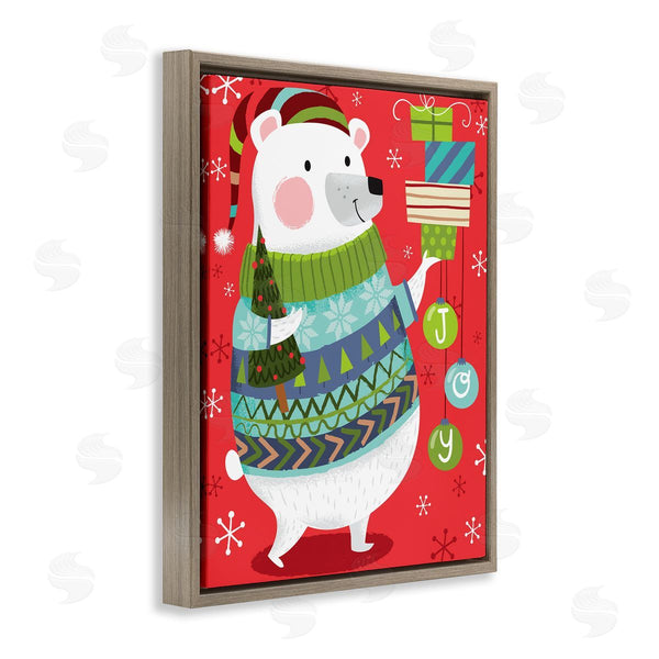 Stupell Industries Arrolynn Weiderhold | Polar Bear Festive Argyle Sweater Christmas Gifts Wall Art
