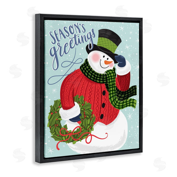 Stupell Industries Arrolynn Weiderhold | Season's Greetings Expression Festive Winter Holiday Snowman Wall Art