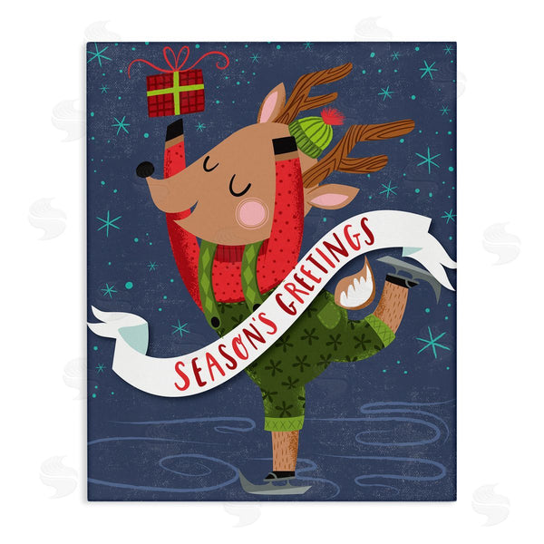 stupell industries Arrolynn Weiderhold | Season's Greetings Phrase Dancing Reindeer Ice Skater Wall Art