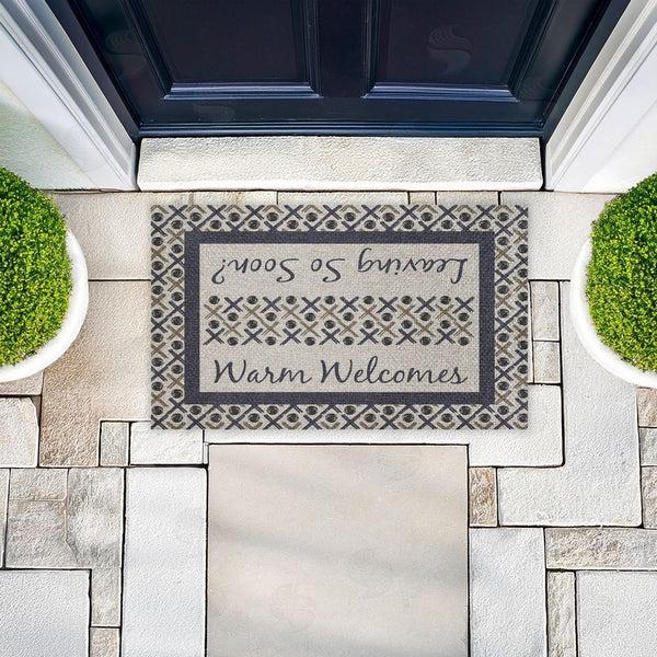 Stupell Industries Arrolynn Weiderhold | Warm Welcome & Leaving Soon Faux Sisal Door Mat