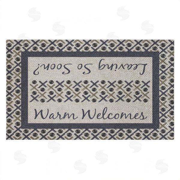 stupell industries Arrolynn Weiderhold | Warm Welcome & Leaving Soon Faux Sisal Door Mat
