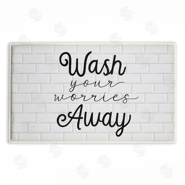 stupell industries Arrolynn Weiderhold | Wash Worries Away Simple Plush Bath Mat
