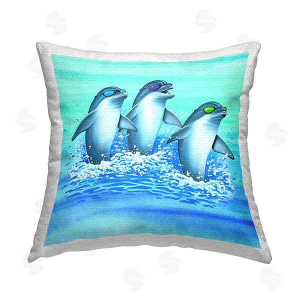 Stupell Industries Art Brands Holdings LLC. | Cool Dolphins Trio Printed Throw Pillow