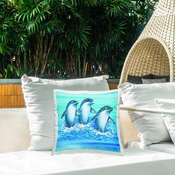 Stupell Industries Art Brands Holdings LLC. | Cool Dolphins Trio Printed Throw Pillow