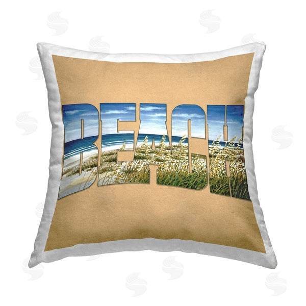 stupell industries Art Brands Holdings LLC. | Grassy Beach View Letters Printed Throw Pillow