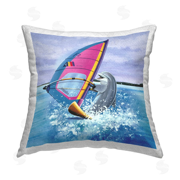 Stupell Industries Art Brands Holdings LLC. | Wind Surfer Dolphin Printed Throw Pillow