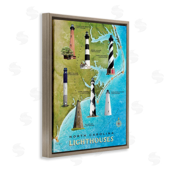 Stupell Industries Art Licensing Studio | North Carolina Lighthouse Map
