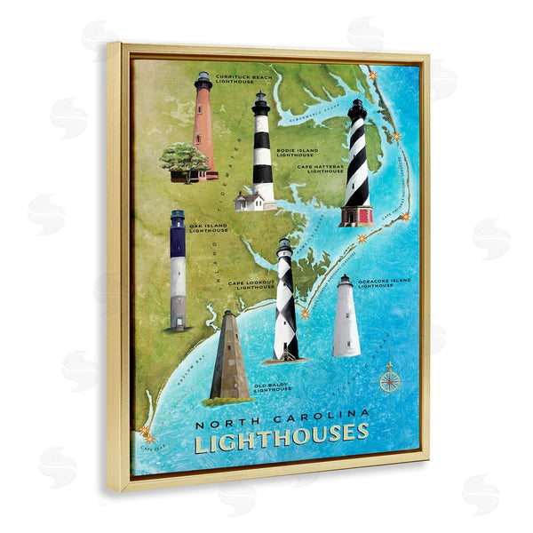 Stupell Industries Art Licensing Studio | North Carolina Lighthouse Map