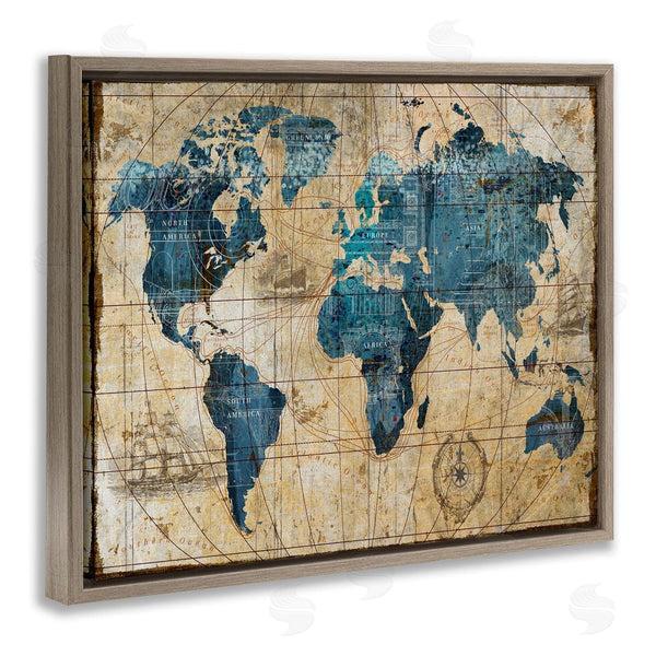 Stupell Industries Art Licensing Studio | Vintage Abstract World Map Design