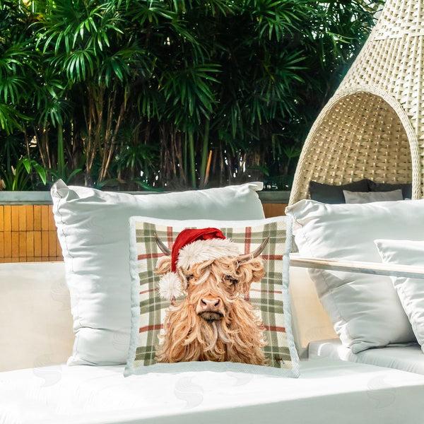 Stupell Industries Ashley Bradley | Holiday Wavy Haired Cattle Printed Throw Pillow