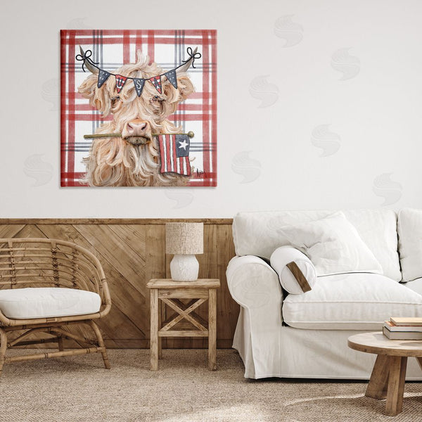 Stupell Industries Ashley Bradley | USA Plaid Highland Cattle Wall Art