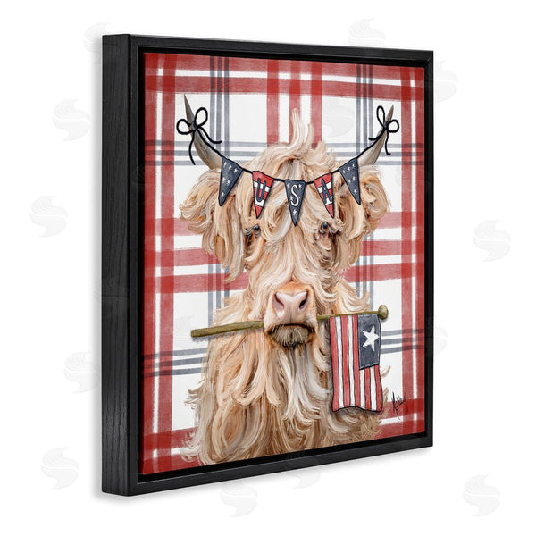 Stupell Industries Ashley Bradley | USA Plaid Highland Cattle Wall Art