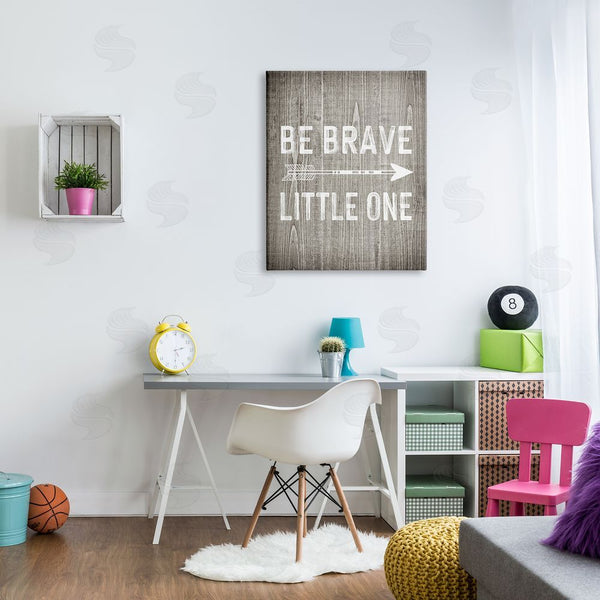 Stupell Industries Ashley Calhoun | Be Brave Little One Rustic Adventure Sentiment Grain Pattern Wall Art