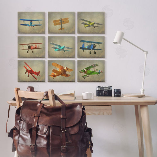 Stupell Industries Ashley Calhoun | Colorful Planes At Flight Distressed Vintage Wall Art