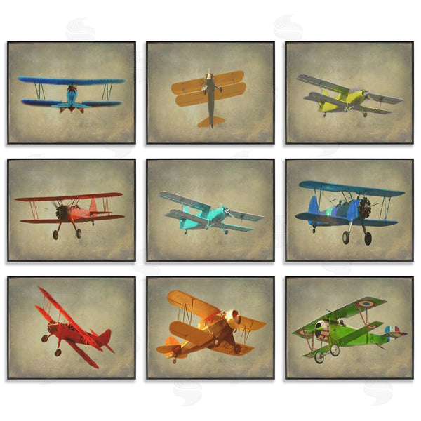 Stupell Industries Ashley Calhoun | Colorful Planes At Flight Distressed Vintage Wall Art