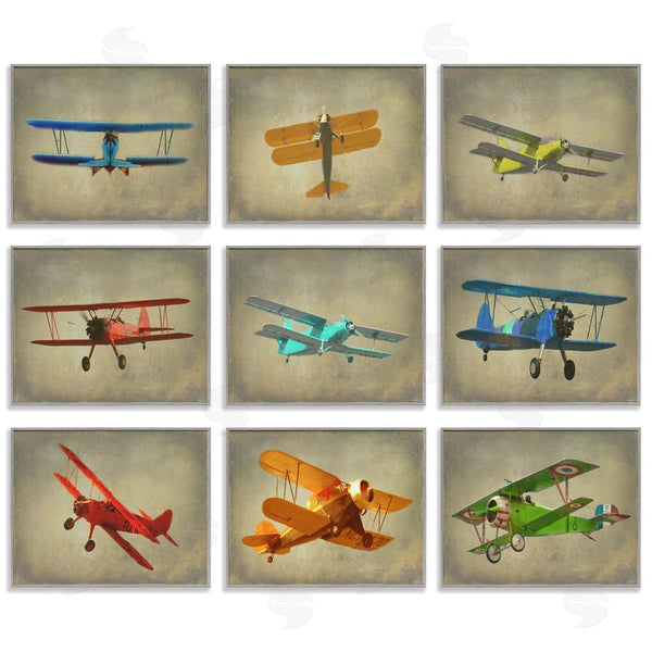 Stupell Industries Ashley Calhoun | Colorful Planes At Flight Distressed Vintage Wall Art