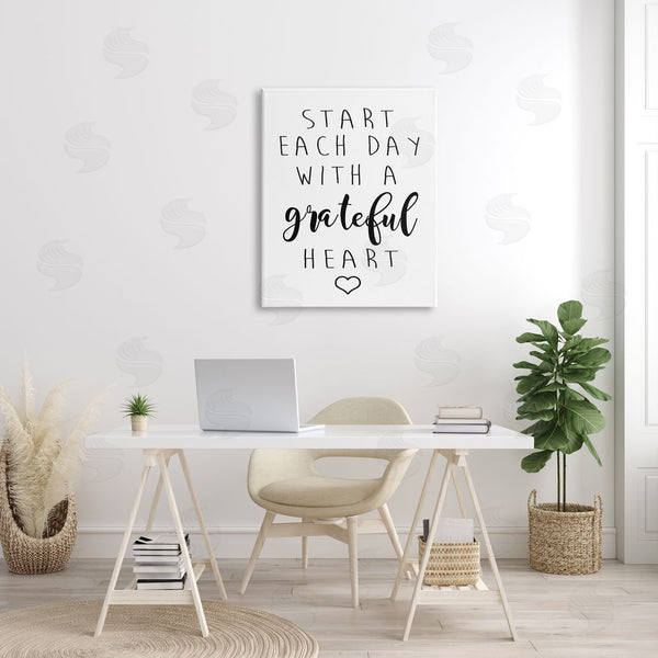 Stupell Industries Ashley Calhoun | Start Each Date With Grateful Heart Phrase Minimal Wall Art