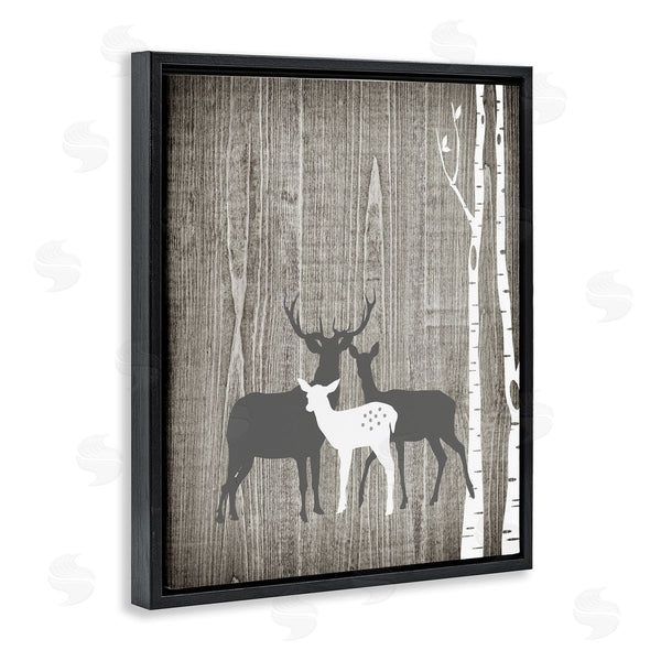 Stupell Industries Ashley Calhoun | Woodland Deer Family Trio Rustic Birch Trees Wall Art