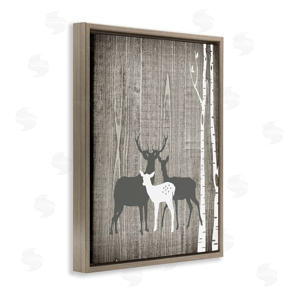 Stupell Industries Ashley Calhoun | Woodland Deer Family Trio Rustic Birch Trees Wall Art