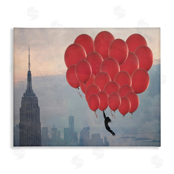stupell industries Ashley Davis | Cityscape and Girl with Balloons Wall Art