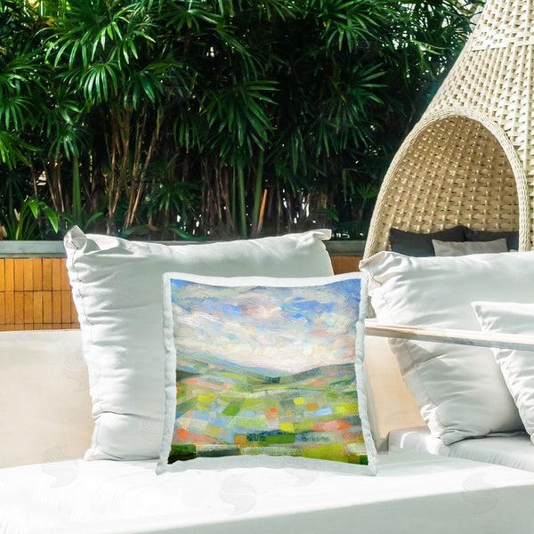Stupell Industries Ashley Davis | Jolly Geometric Countryside Scene Printed Throw Pillow