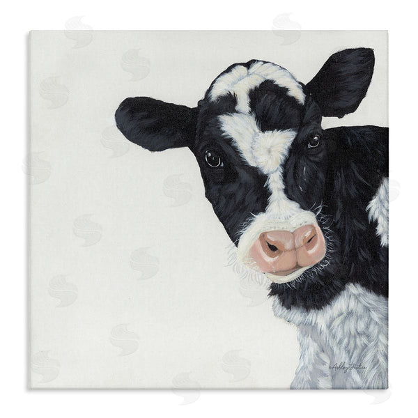 stupell industries Ashley Justice | Black White Minimal Design Calf Cow Cattle Painting Wall Art