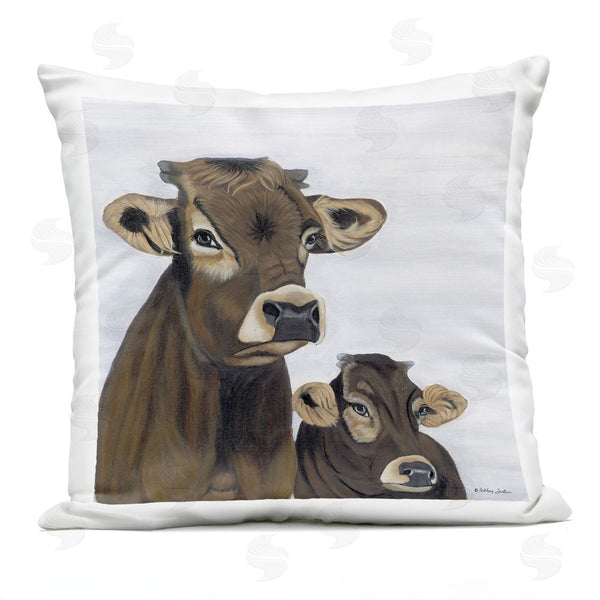 Stupell Industries Ashley Justice | Brown Country Farm Cows Printed Throw Pillow