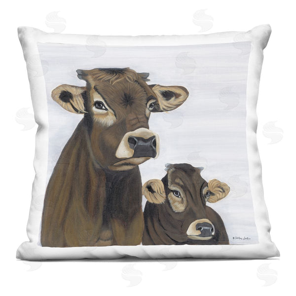 stupell industries Ashley Justice | Brown Country Farm Cows Printed Throw Pillow