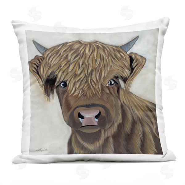 Stupell Industries Ashley Justice | Brown Farm Cattle Calf Rural Animal Printed Throw Pillow