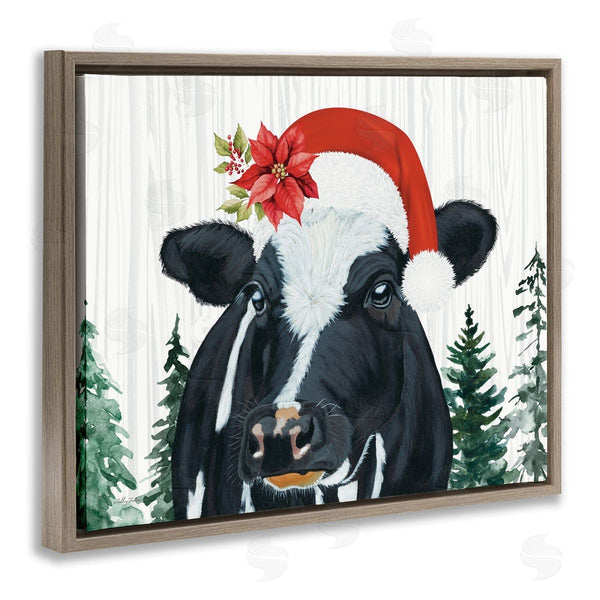 Stupell Industries Ashley Justice | Christmas Hat Cow Portrait