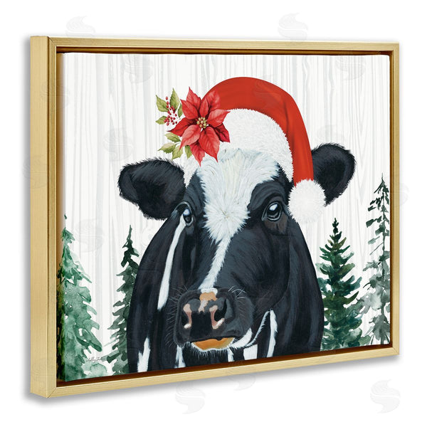 Stupell Industries Ashley Justice | Christmas Hat Cow Portrait