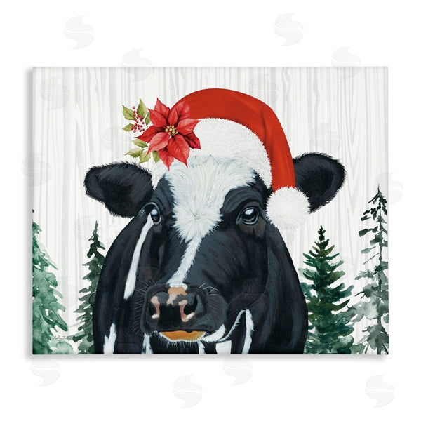 stupell industries Ashley Justice | Christmas Hat Cow Portrait