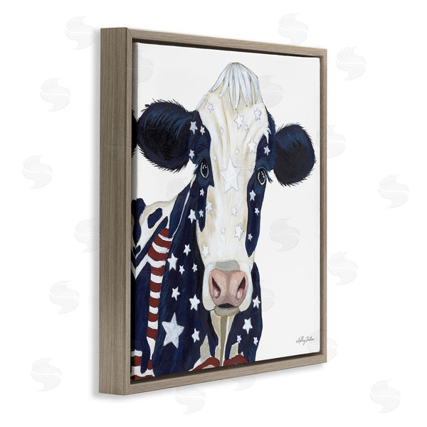 Stupell Industries Ashley Justice | Country Americana Cow Flag Pattern Wall Art