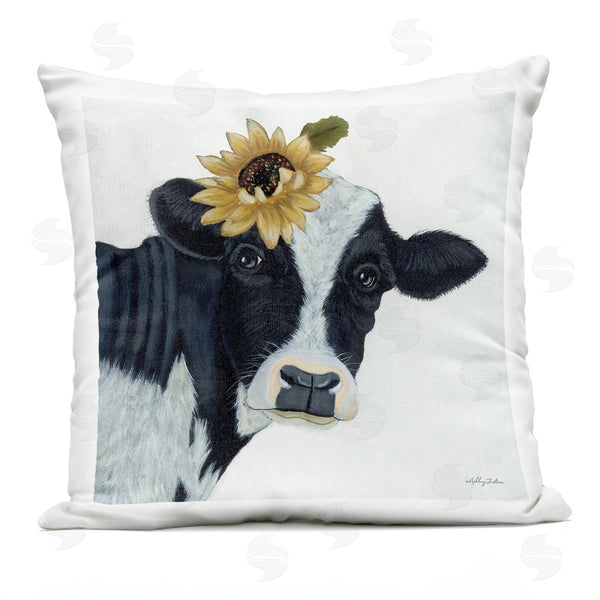 Stupell Industries Ashley Justice | Country Cow Sunflower Blossom Printed Throw Pillow