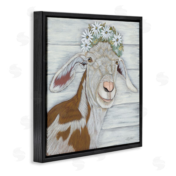Stupell Industries Ashley Justice | Country Goat Daisy Flower Crown Wall Art